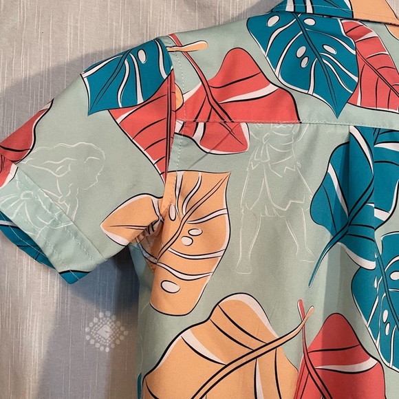 RSVLTS Boy’s Moana Kunuflex Multicolor Leaf Print Shirt - Picture 4 of 11